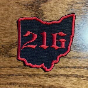 Ohio proud area code 216 patch in red and black colors